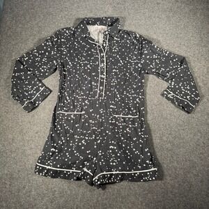 Victoria's Secret Star Print Pajama Romper Medium Black White‎ Believe in Magic